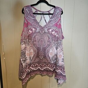Avenue Paisley Print V-Neck Tank Top Plus-Size 26/28 - Boho,  Summer, Travel